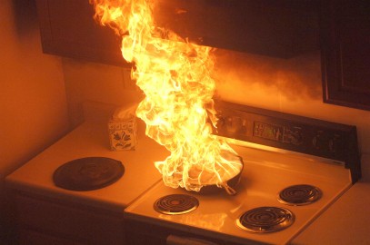 Stovetop on fire