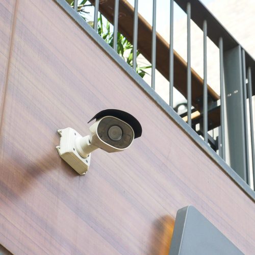 CCTV security camera operating outdoor ,